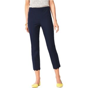 Talbots Chatham Scallop-Hem Crop Pants in Deep Navy